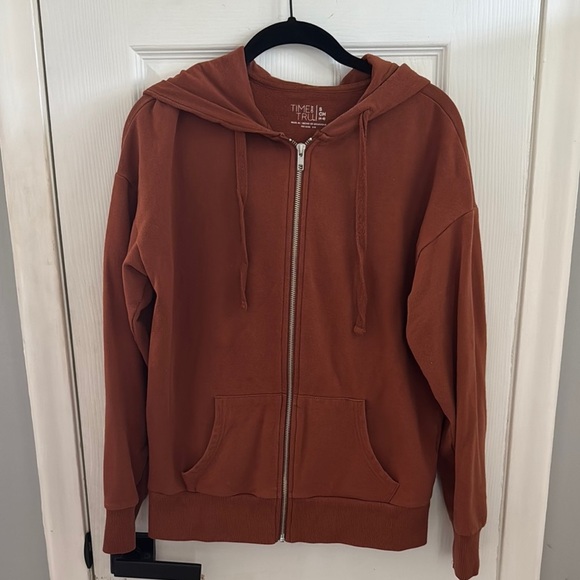 Time and Tru Tops - Time and Tru Terracotta Zip-Up Hoodie
